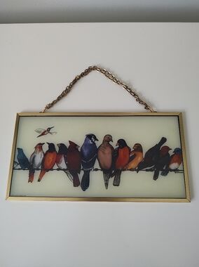 W. Wegner Glassmasters Suncatcher "A Chorus Line" Birds On A Wire Vintage